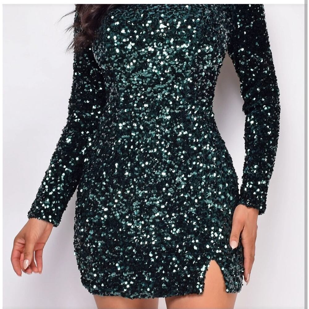 Mable Black Sequin Mini Bodycon Dress Sz M